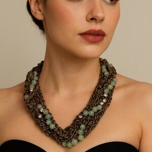 Madewell Multi Rope Chain Crystal and Bead Necklace